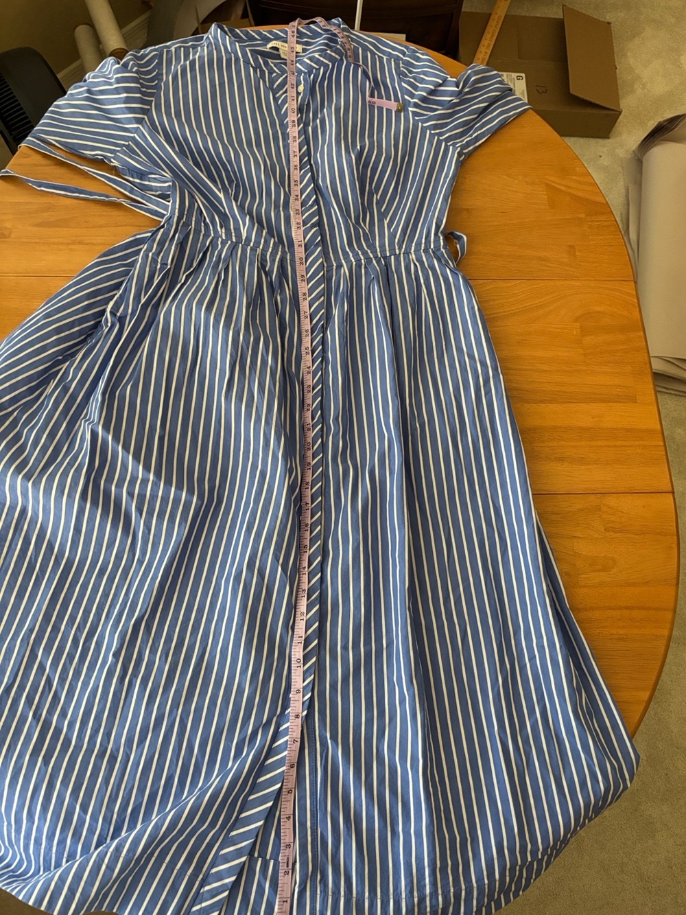 Blue and White Pleated Cotton Blue and White Midi Dress ~ Women’s 12/14 ~ - Picture 8 of 16